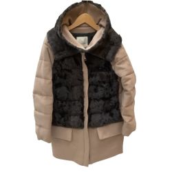 MONCLER モンクレール レディース ダウンコート ダウンジャケット SIZE 1 ラムファー ベージュ Bランク