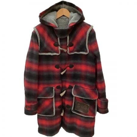  DOLCE & GABBANA ドルチェアンドガッバーナ メンズ ダッフルコート SIZE S チェック レッド