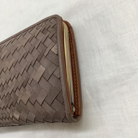 PONY LEATHER ポニーレザー 馬革 長財布 がま口 編み込み グレージュ
