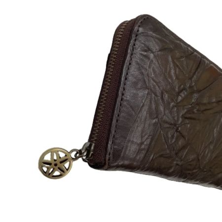 SACURA サクラ 長財布 レザー シワ加工 ダークブラウン