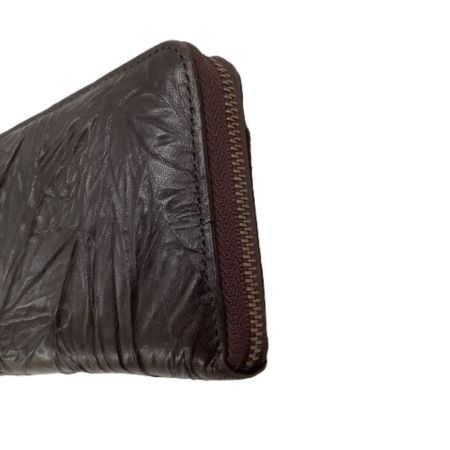 SACURA サクラ 長財布 レザー シワ加工 ダークブラウン