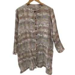 JURGEN LEHL ヨーガンレール レディース シャツ SIZE M パッチワーク風 バイオレット Bランク