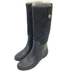 ♪♪ COACH コーチ レディース レインブーツ シグネチャー SIZE 8M（25cm程度） ブラック Bランク