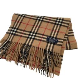♪♪ BURBERRY LONDON バーバリーロンドン マフラー チェック 100％ウール ベージュ Bランク