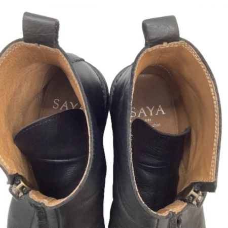  SAYA レディース ショートブーツ SIZE 24cm レザー ブラック