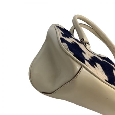  PRADA プラダ ハンドバッグ ニット ツィード バイカラー ベージュ
