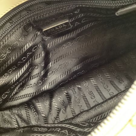  PRADA プラダ ハンドバッグ ニット ツィード バイカラー ベージュ