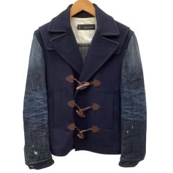 Dsquared2 ディースクエアード メンズ ダッフルコート SIZE 44 袖デニム切り替え ネイビー Bランク