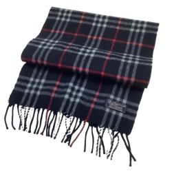Burberrys バーバリーズ マフラー チェック カシミヤ100% ネイビー Bランク
