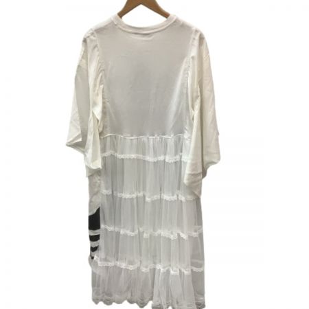  adidas アディダス レディース ワンピース  リメイク品 1点もの 着物風 レース スカート  L  ia4816 ホワイト