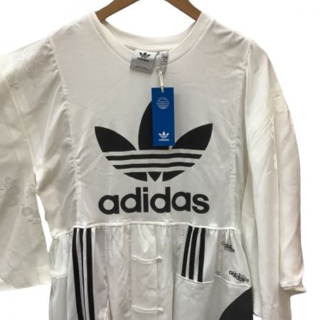  adidas アディダス レディース ワンピース  リメイク品 1点もの 着物風 レース スカート  L  ia4816 ホワイト