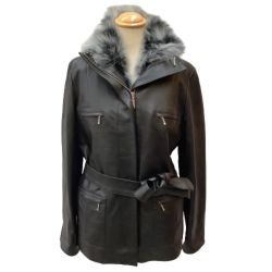 ♪♪ balmain バルマン レディース レザージャケット ファー付き SIZE M ブラック Bランク