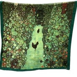 gustav klimt グスタフ・クリムト 絵画 風景画 スカーフ シルク100％ グリーン Bランク