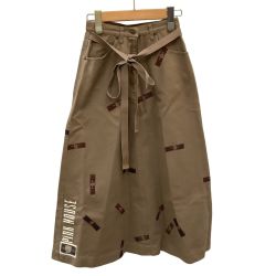 PINK HOUSE ピンクハウス レディース スカート 熊 テディベア ワッペン ベージュ Bランク