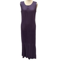 ♪♪ ISSEY MIYAKE イッセイミヤケ PLEATS PLEASE ワンピース 裾スリッドメッシュ PP53-JH536 パープル Bランク