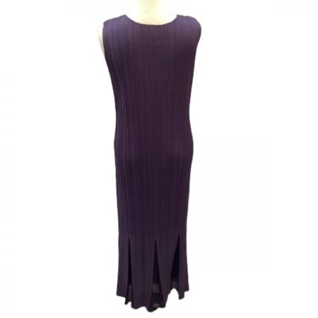  ISSEY MIYAKE イッセイミヤケ PLEATS PLEASE ワンピース 裾スリッドメッシュ PP53-JH536 パープル