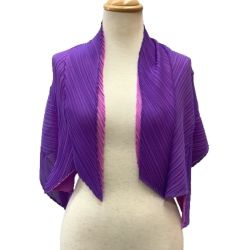 ♪♪ ISSEY MIYAKE イッセイミヤケ PLEATS PLEASE バイカラー ストール 変形 パープル×ピンク Bランク