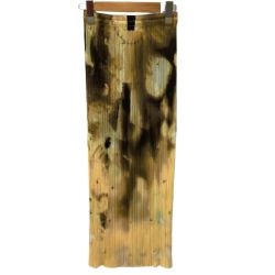 ♪♪ ISSEY MIYAKE イッセイミヤケ PLEATS PLEASE ロングスカート 激レア 柄 惑星 PP92-JG081 イエロー Bランク