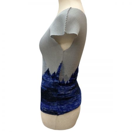  ISSEY MIYAKE me イッセイミヤケ ミー カットソー ワッフルプリーツ 樹 山 風景 MI73FK197 グレー