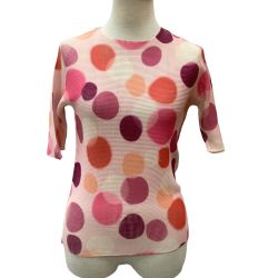 ♪♪ ISSEY MIYAKE PLEATS(T.) イッセイミヤケ カットソー ワッフルプリーツ ドット柄 PP16FK631 ピンク Bランク