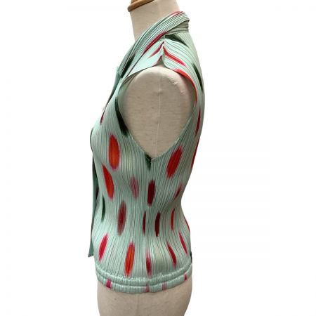  ISSEY MIYAKE イッセイミヤケ PLEATS PLEASE ノースリーブシャツ ドット柄 PP12-JJ627 ペパーミント