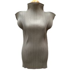 ♪♪ ISSEY MIYAKE イッセイミヤケ PLEATS PLEASE ノースリーブカットソー チュニック  PP04-JK603 グレー Bランク
