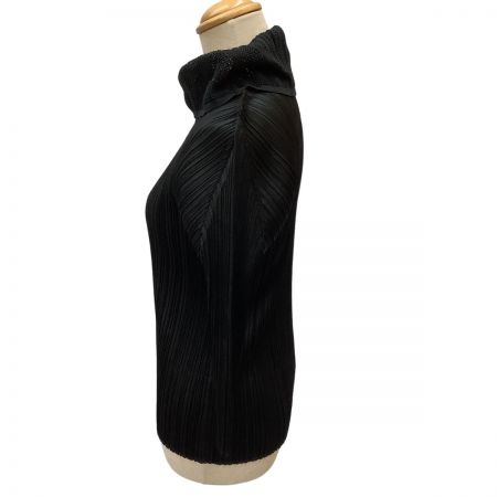  ISSEY MIYAKE イッセイミヤケ PLEATS PLEASE タートルネックカットソー 首レース PP81-JK582 ブラック