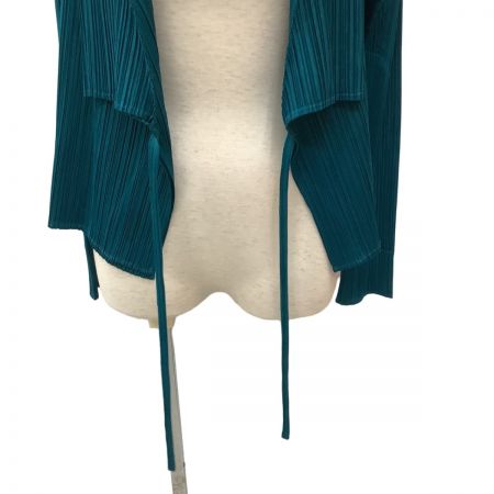  ISSEY MIYAKE イッセイミヤケ PLEATS PLEASE 前結び カーディガン  PP53-JO563 エメラルドグリーン