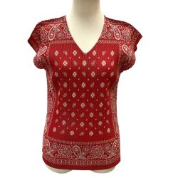 ♪♪ ISSEY MIYAKE イッセイミヤケ PLEATS PLEASE カットソー ペイズリー柄 SIZE 3 PP43FK313 レッド Bランク