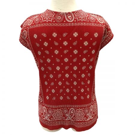  ISSEY MIYAKE イッセイミヤケ PLEATS PLEASE カットソー ペイズリー柄 SIZE 3 PP43FK313 レッド