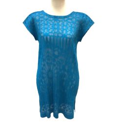 ♪♪ ISSEY MIYAKE イッセイミヤケ PLEATS PLEASE チュニック ワンピース SIZE 3 PP51-JT633 ブルー Bランク
