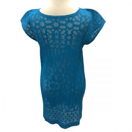  ISSEY MIYAKE イッセイミヤケ PLEATS PLEASE チュニック ワンピース SIZE 3 PP51-JT633 ブルー