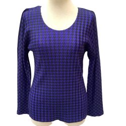 ISSEY MIYAKE イッセイミヤケ PLEATS PLEASE カットソー 千鳥格子 SIZE 3 PP33-FK382 パープル Bランク