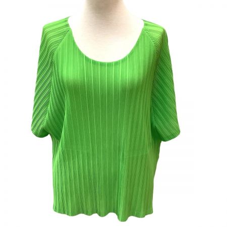  ISSEY MIYAKE イッセイミヤケ PLEATS PLEASE カットソー ドルマンスリーブ PP31-FK372 黄緑