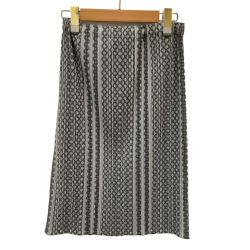♪♪ ISSEY MIYAKE イッセイミヤケ PLEATS PLEASE ひざ丈スカート 総柄 SIZE 3 PP73-JG485 グレー Bランク