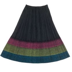 ♪♪ ISSEY MIYAKE イッセイミヤケ PLEATS PLEASE 裾切り替え スカート SIZE 3 PP03-JG684 ブラック Bランク