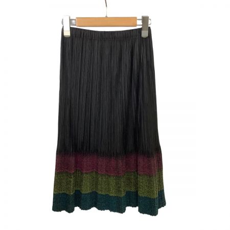  ISSEY MIYAKE イッセイミヤケ PLEATS PLEASE 裾切り替え スカート SIZE 3 PP03-JG684 ブラック