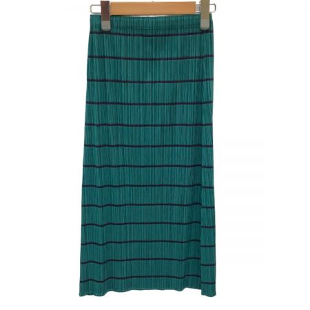  ISSEY MIYAKE イッセイミヤケ PLEATS PLEASE スカート ボーダー  SIZE 3 PP31-JG773 グリーン