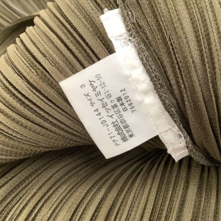ISSEY MIYAKE イッセイミヤケ PLEATS PLEASE 襟フリンジ 変形シャツ SIZE 3 PP71-JD144 カーキ