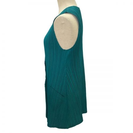 ISSEY MIYAKE イッセイミヤケ PLEATS PLEASE ベスト 変形 SIZE 3 PP83-JD421 エメラルドグリーン