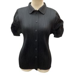 ISSEY MIYAKE イッセイミヤケ PLEATS PLEASE シャツ 肩コットン SIZE 3 PP91-JJ694 ブラック Bランク