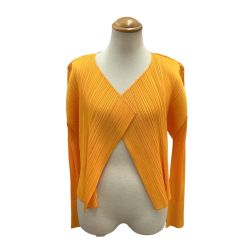 ♪♪ ISSEY MIYAKE イッセイミヤケ PLEATS PLEASE カーディガン SIZE 3 PP91-J0141 ヤマブキ色 Bランク