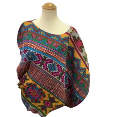 ISSEY MIYAKE イッセイミヤケ PLEATS PLEASE 変形サークルカットソー 総柄 SIZE 3 PP03-JK555 Bランク