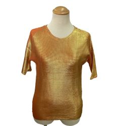 ♪♪ ISSEY MIYAKE (T) PLEATS PLEASE カットソー キラキラ SIZE 3 PP16FK117 オレンジ×ゴールド Bランク