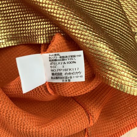  ISSEY MIYAKE (T) PLEATS PLEASE カットソー キラキラ SIZE 3 PP16FK117 オレンジ×ゴールド