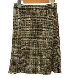♪♪ ISSEY MIYAKE イッセイミヤケ PLEATS PLEASE スカート チェック SIZE 3 PP83-JG456 カーキ Bランク