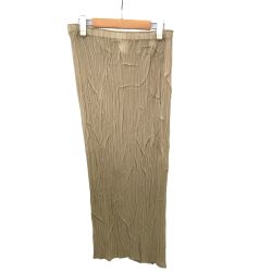 ISSEY MIYAKE イッセイミヤケ ロングスカート シワ加工 ひび加工 IM51-FG930 ベージュ Bランク