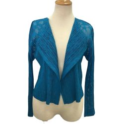 ISSEY MIYAKE イッセイミヤケ PLEATS PLEASE カーディガン 花柄 メッシュ PP51-JO631 ブルー Bランク