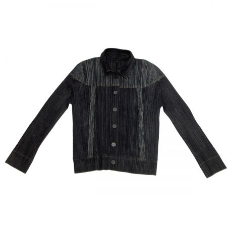  ISSEY MIYAKE イッセイミヤケ PLEATS PLEASE デニム転写 ジャケット SIZE 3 PP91-JD421 グレー