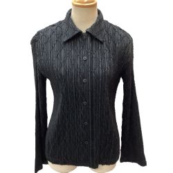 ♪♪ ISSEY MIYAKE FETE 刺繍 プリーツ ジャケット SIZE 2 IF44FJ789 ブラック Bランク